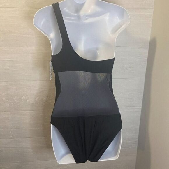 Women's One Piece Swimsuit Mesh‎ Front Asymmetrical One Shoulder Long - Picture 5 of 8